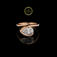 Pear Cut Moissanite Diamond Bypass Solitaire Ring
