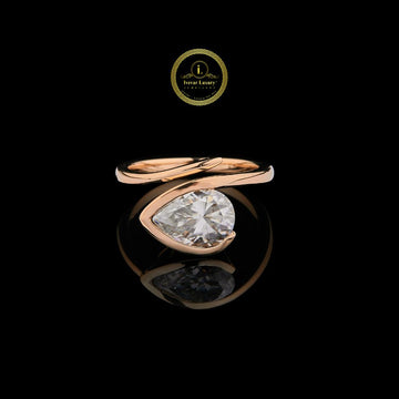 Pear Cut Moissanite Diamond Bypass Solitaire Ring