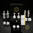 Sculpted Ornate Round Lab Diamond Stud Earrings with Floral Beaded Frame