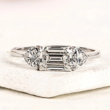 Emerald Cut Three Stone Lab Grown Diamond Ring