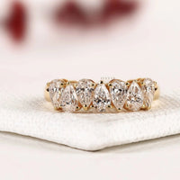 Up and Down Pear Cut Moissanite Diamond Half Infinity Band Ring