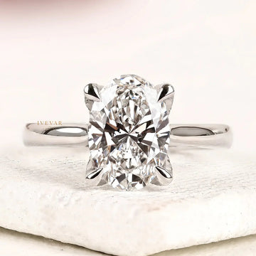 Oval Cut Moissanite Diamond Solitaire Engagement Ring
