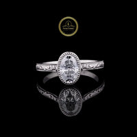Vintage Oval Cut Moissanite Diamond Milgrain Engagement Ring