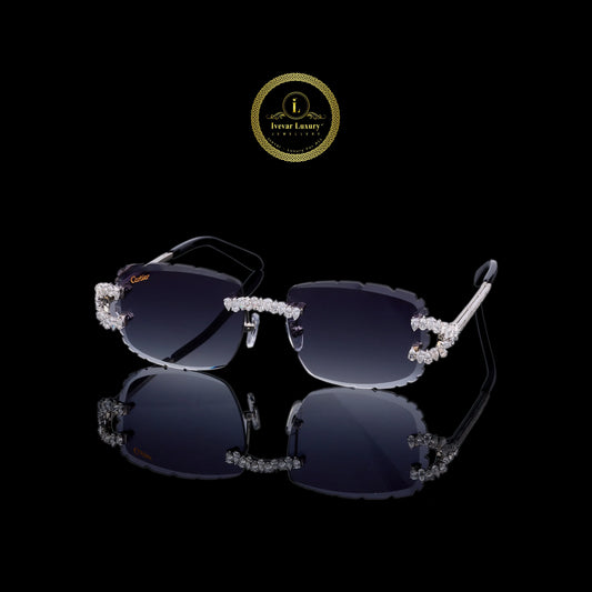 Custom Diamond Sunglasses Luxury Rimless Designer Eye wear with Hand Set Stones