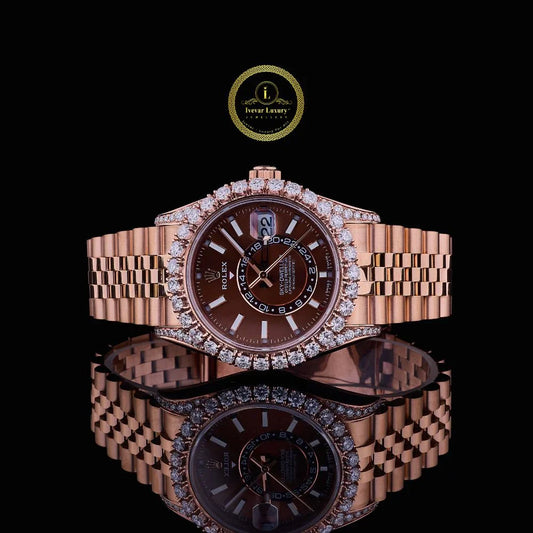 Round Cut Lab Grown Diamond Bezel GMT Automatic Watch with Jubilee Link Bracelet