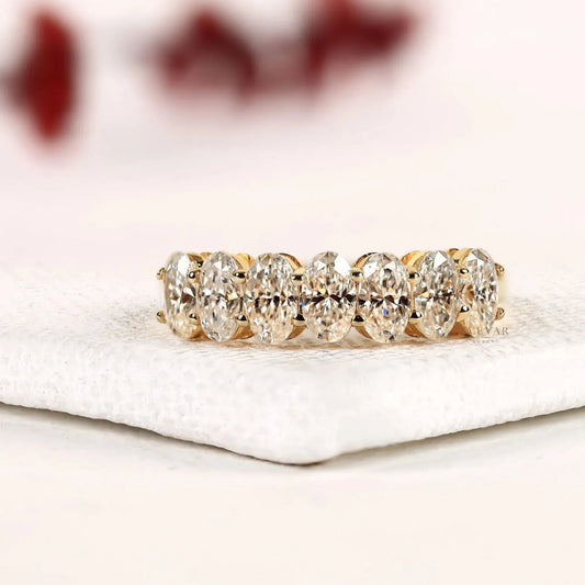 Seven Stone Oval Cut Lab Diamond Half Eternity Band