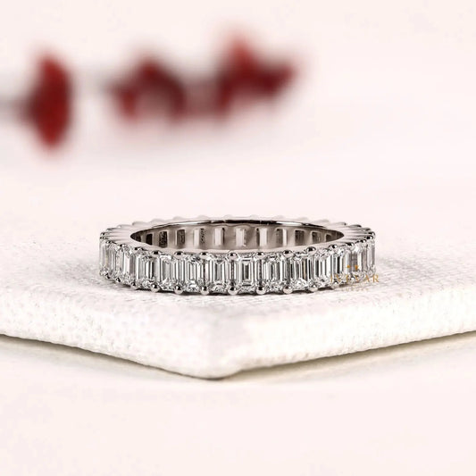 Emerald Cut Lab Diamond Eternity Wedding Band
