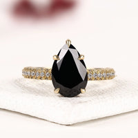 Black Pear Cut Moissanite Diamond Ring Crafted For Timeless Luxury Ring
