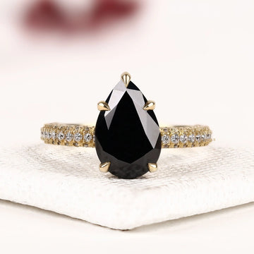 Black Pear Cut Moissanite Diamond Ring Crafted For Timeless Luxury Ring