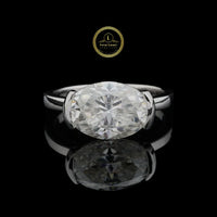 East West Oval Lab Grown Diamond Semi Bezel Ring