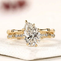 Pear Cut Cathedral Pave Moissanite Bridal Set Ring