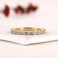 East West Emerald Cut Moissanite Diamond Stacking Band Ring