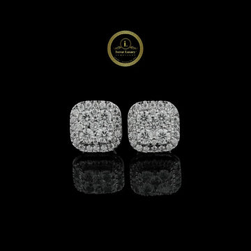 Elegant 2.00 TCW Round Cut Lab Grown Diamond Cluster Stud Earrings in White Gold By Ivevar