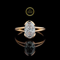 Oval Cut Lab Grown Diamond Solitaire Ring with Slim Band