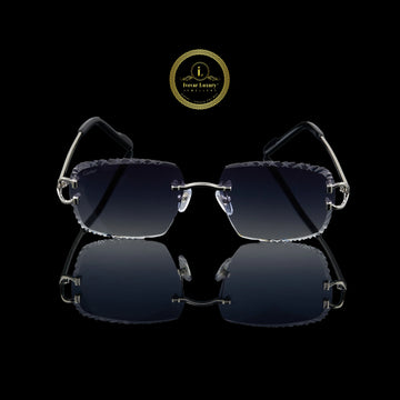 Rimless UV Protection Sunglasses with Smoke Blue Lenses