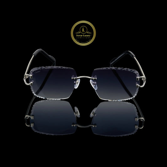 Rimless UV Protection Sunglasses with Smoke Blue Lenses