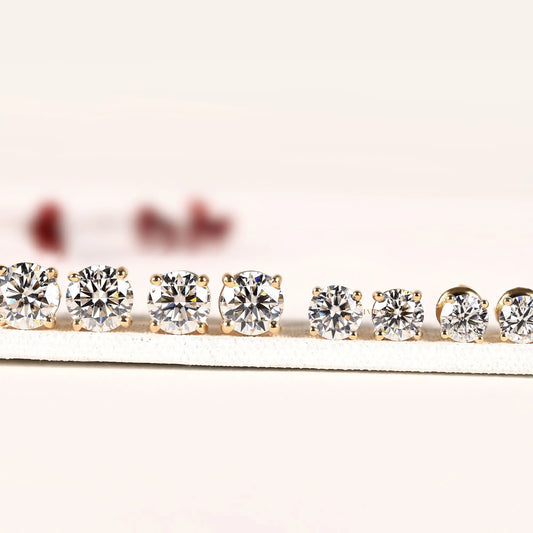 Round Brilliant Cut Moissanite Diamond Classic Solitaire Stud Earrings