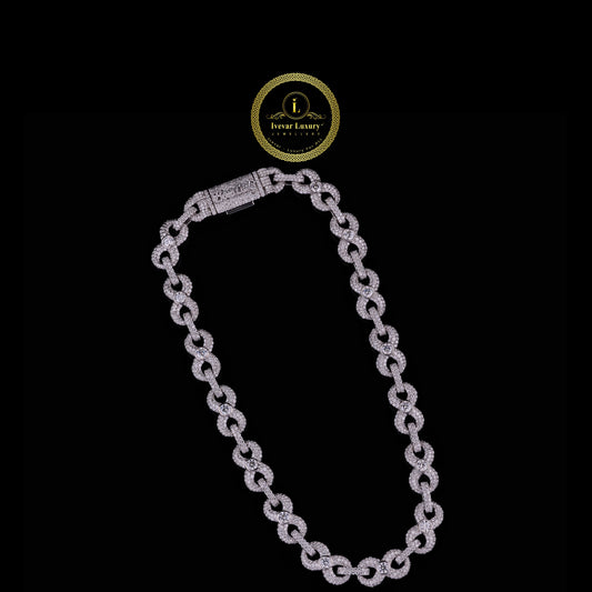 Custom Symmetrical Interlocking Mathematical Motif Chain Featuring Micro Lab Diamonds