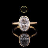 Bezel Set Oval Moissanite Diamond Solitaire Engagement Ring