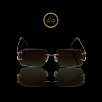 Rimless Rectangular Sunglasses with Smoke Brown Gradient Crystal-Cut Lenses