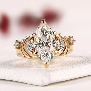 Nature Inspired Marquise Cut Lab Grown Diamond Engagement Ring