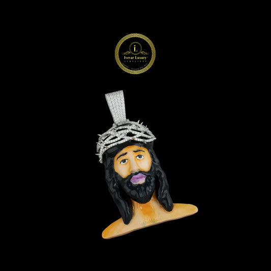 Handmade Jesus Necklace - Real Moissanite Diamond Religious Jewelry by Ivevar