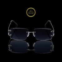 Luxury Rimless Rectangular Silver Sunglasses with Smoke Gradient Lenses