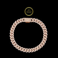 Round Cut Moissanite Diamond Pave Thick Cuban Chain Bracelet