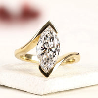 Marquise Cut Lab Grown Diamond Bezel Set With Bypass Band
