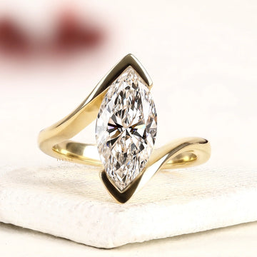Marquise Cut Lab Grown Diamond Bezel Set With Bypass Band