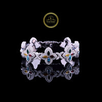 Multicolor Marquise Floral Cut Lab Grown Diamond Tennis Bracelet