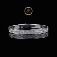 Triple Row Round Lab Grown Diamond Pave Hinged Bangle Bracelet