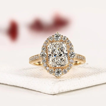 Halo with Pave Accents Radiant Cut Lab Diamond Ring