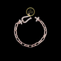 Lab Grown Diamond Nautical Shackle Paperclip Link Bracelet