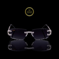 Royale Pear Cut Diamond Rimless Sunglasses Premium Luxury Designer Eyewear