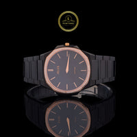 Black & Rose Gold Diamond Bezel Men's Watch