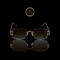 Modern Rose Gold Rimless Sunglasses with Brown Gradient UV Lenses