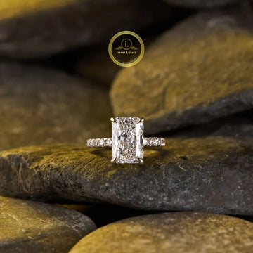 Radiant Cut Solitaire Moissanite Diamond Pave Wedding Ring