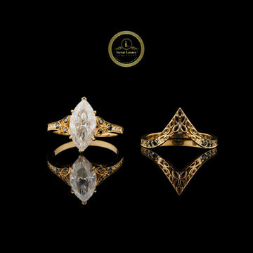 Marquise Cut Filigree Moissanite Diamond Engagement Ring