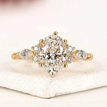 Vintage Marquise Cut Lab Grown Diamond Engagement Ring
