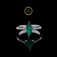 Kite Cut Green Gemstone Pave Moissanite Engagement Ring