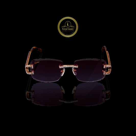 Custom Round Diamond Sunglasses Luxury Rimless Designer Eye wear