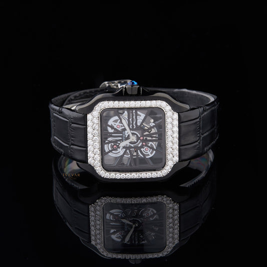 Ivevar Elite Timepiece Duo Diamond Skeleton Watch And Emerald Green Luxury Watch Collection