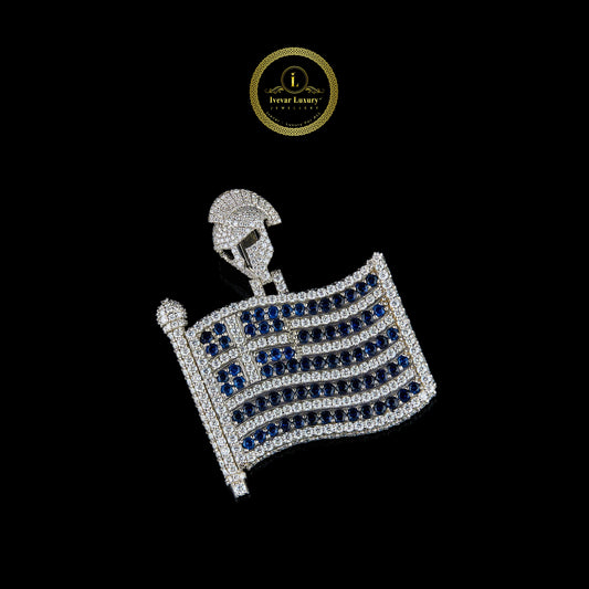 Custom Iced-Out Flag VVS1 Lab Diamond Pendant Patriotic Statement Jewelry for Men