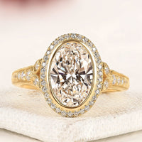 Oval Cut Moissanite Diamond Halo Engagement Ring