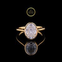 Oval Cut Lab Grown Diamond Bezel Set Solitaire Engagement Ring