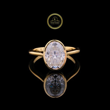Oval Cut Lab Grown Diamond Bezel Set Solitaire Engagement Ring