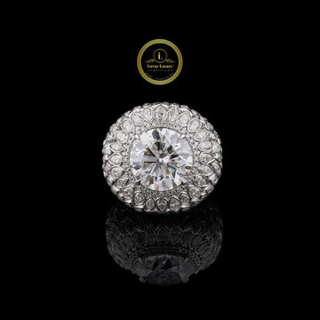 Luxury 3.00 CT Round-Cut Lab Grown Diamond Halo Statement Ring in White Gold by Ivevar