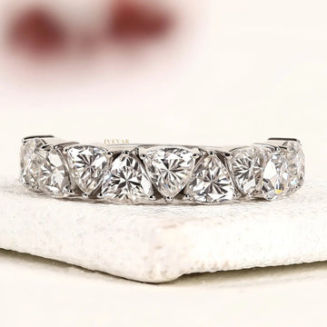 Trillion Cut Moissanite Diamond Half Eternity Wedding Band