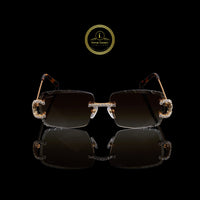 Premium Round Diamond Cut Rimless Sunglasses Luxury Designer Eyewear